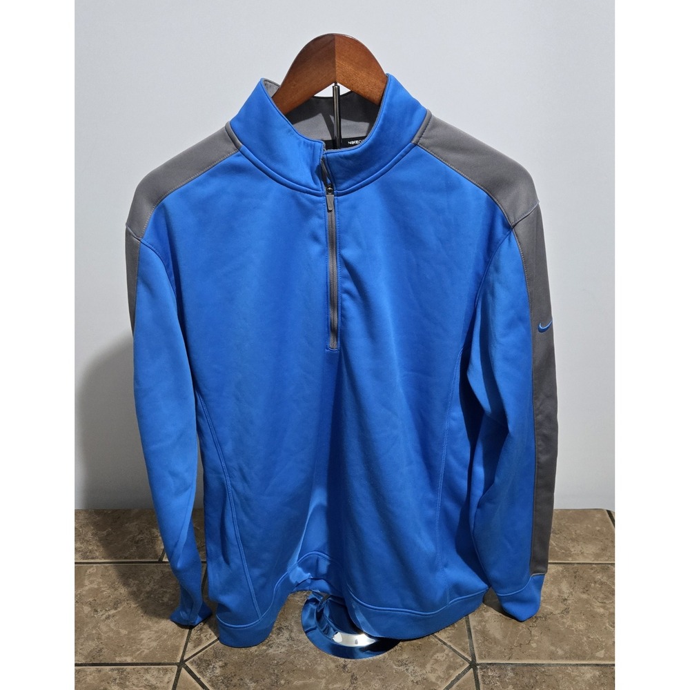 Nike Golf Tour Performance Therma-FIT Quarter Zip Pullover Blue Grey Mens L